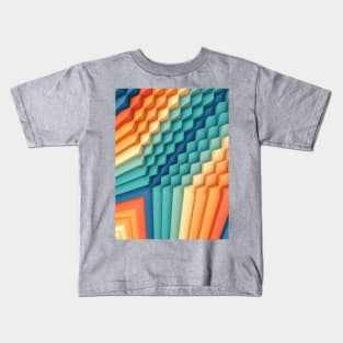 Exponential Edges Red, Blue and Orange Geometric Abstract Artwork Kids T-Shirt